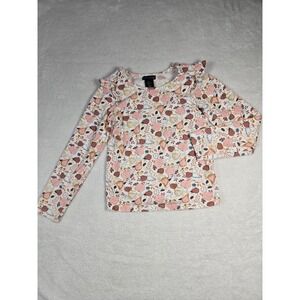Cynthia Rowley Girls Pink Pumpkin Floral Ruffle Long Sleeve‎ Top Size 8 School